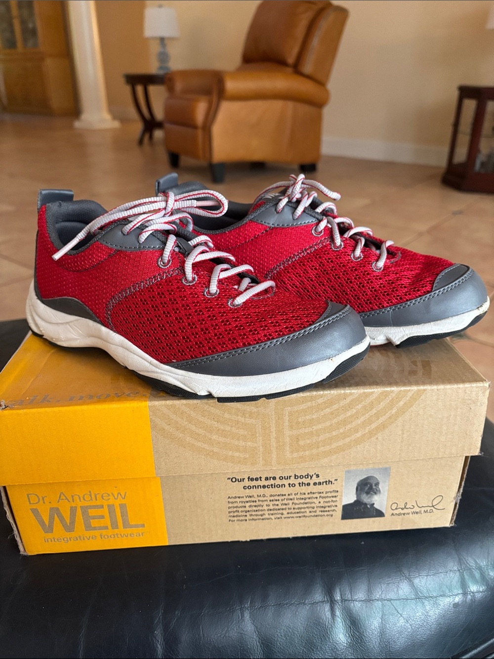 Dr. Andrew Weil Women's Red Mesh Athletic Sneakers
